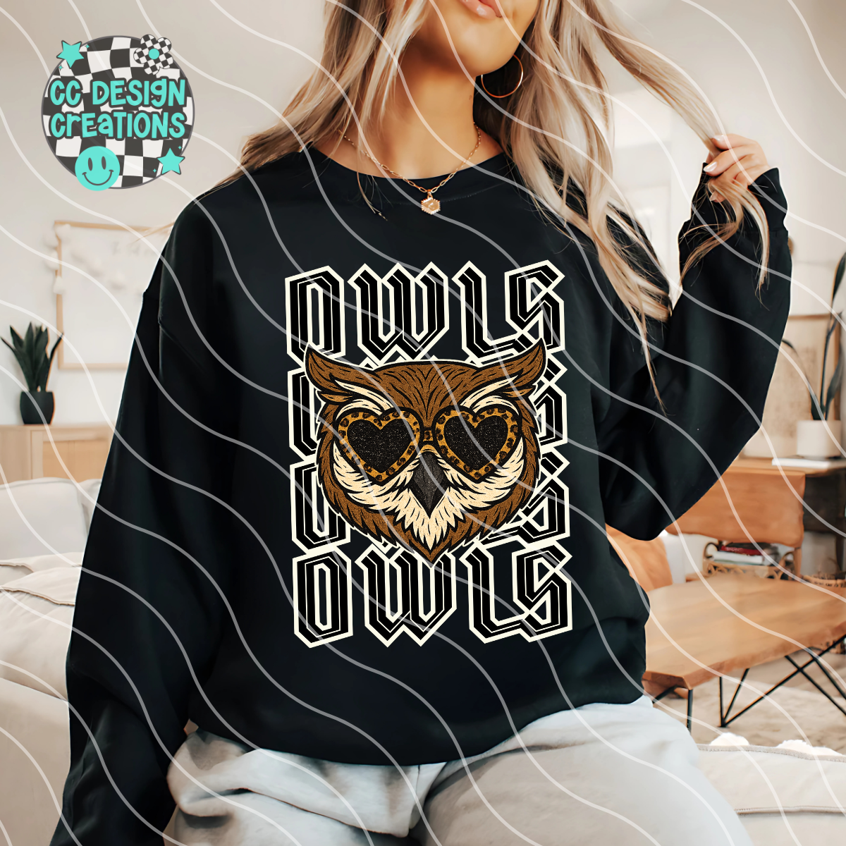 Owls Preppy Grunge Mascot PNG Digital Download