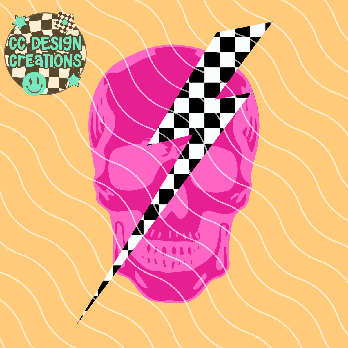 Pink Lightning Skull PNG Digital Download