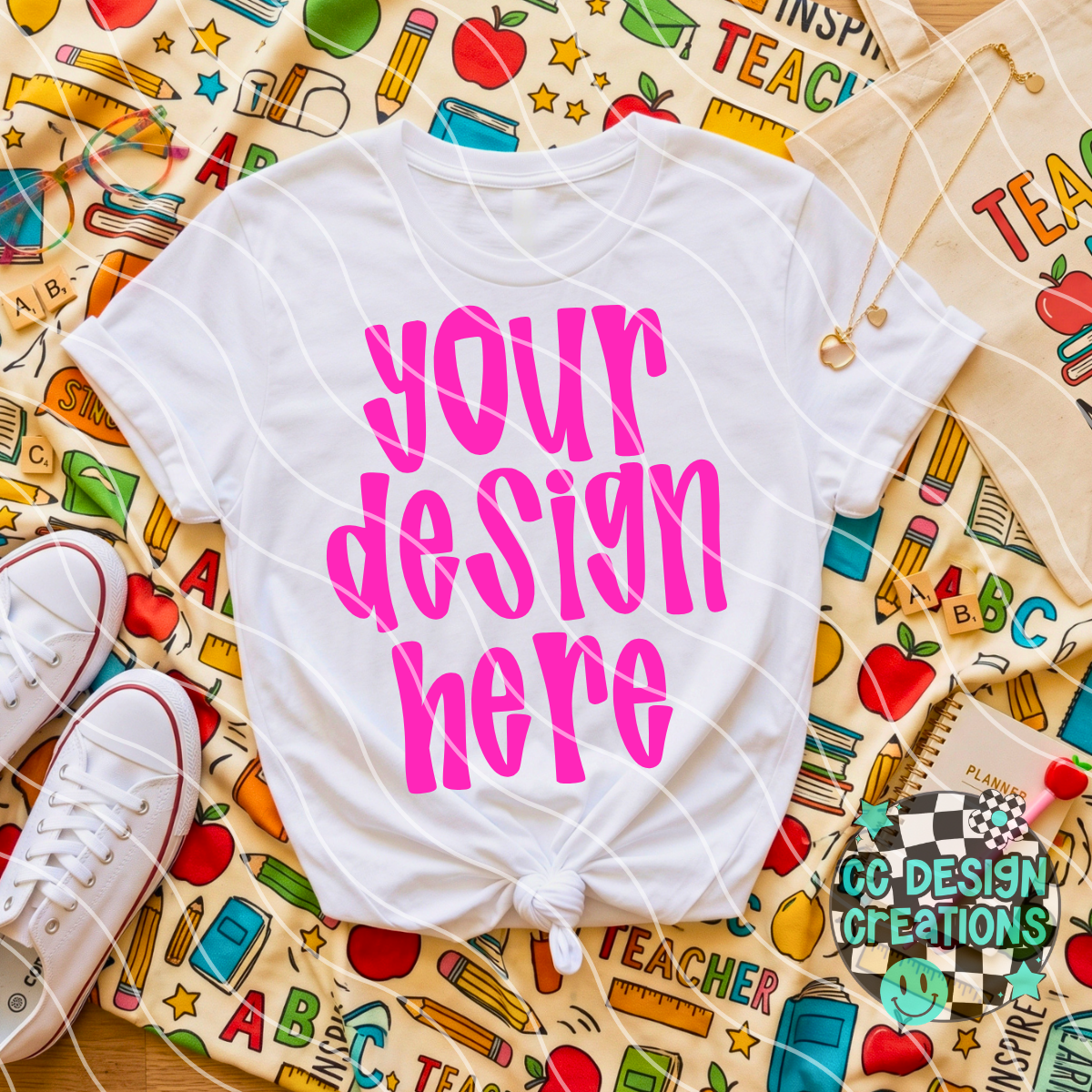 TEACHER WHITE TEE MOCK