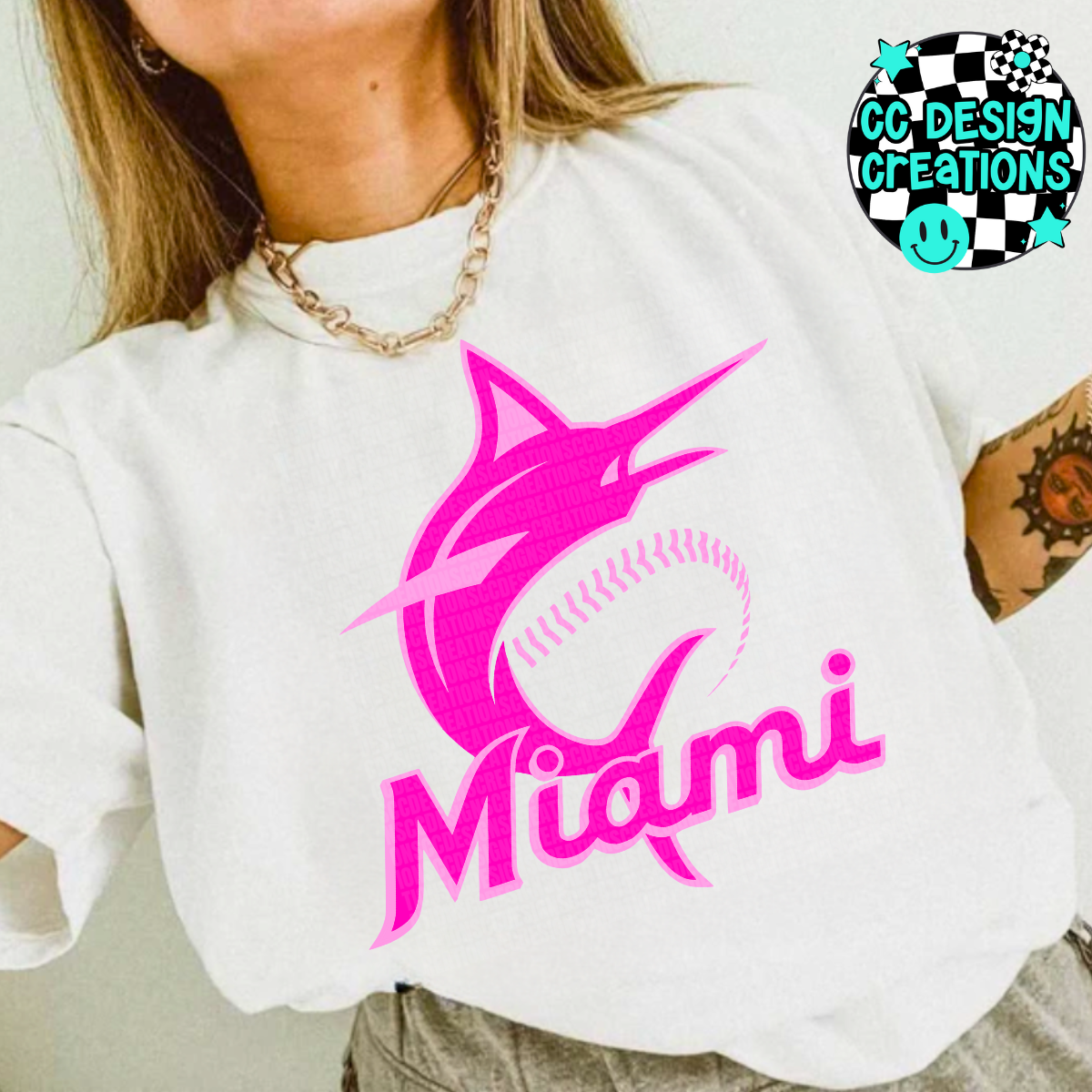 Marlins Preppy Pink PNG Digital Download