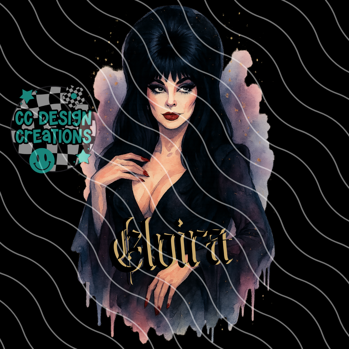 Elvira Horror Watercolor PNG Digital Download