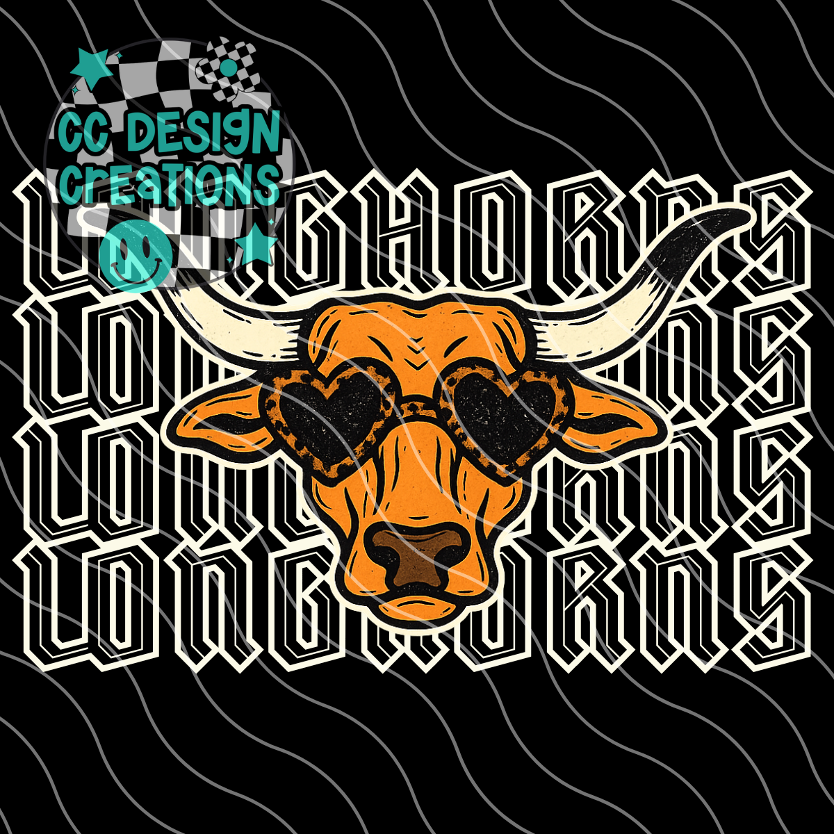 Longhorns Preppy Grunge Mascot PNG Digital Download