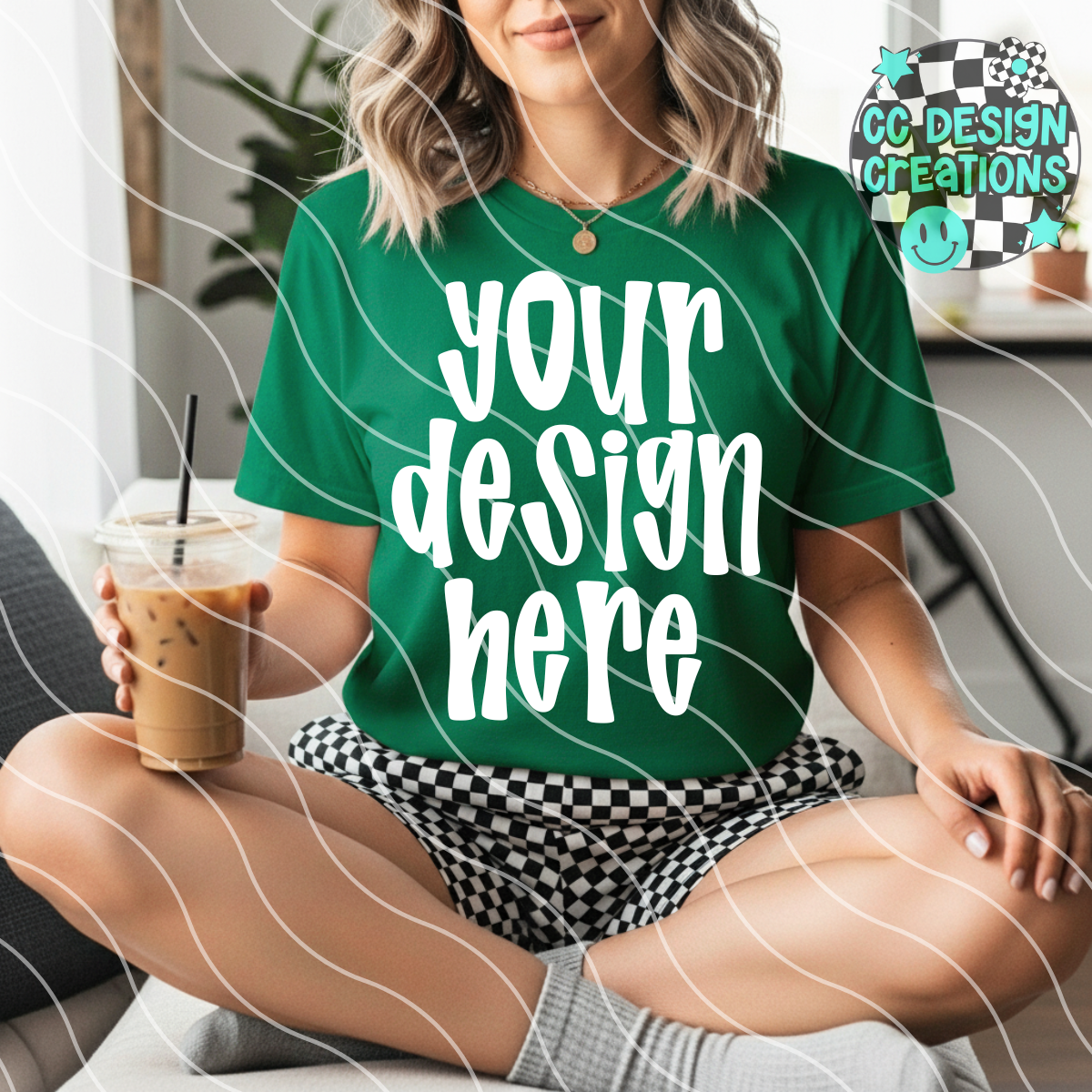 Green Tee Checkered MOCK