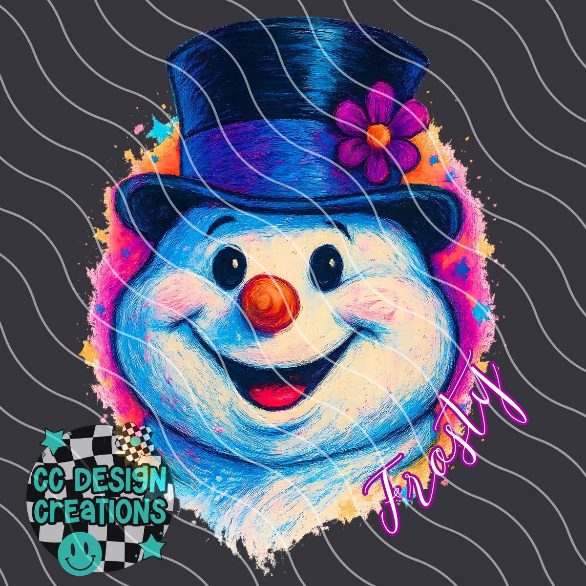 Frosty Christmas Painting PNG Digital Download