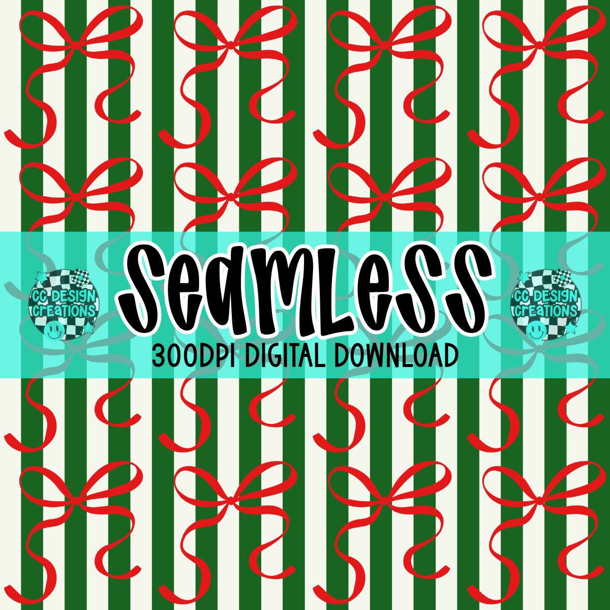 Coquette Classic Christmas SEAMLESS PNG Digital Download