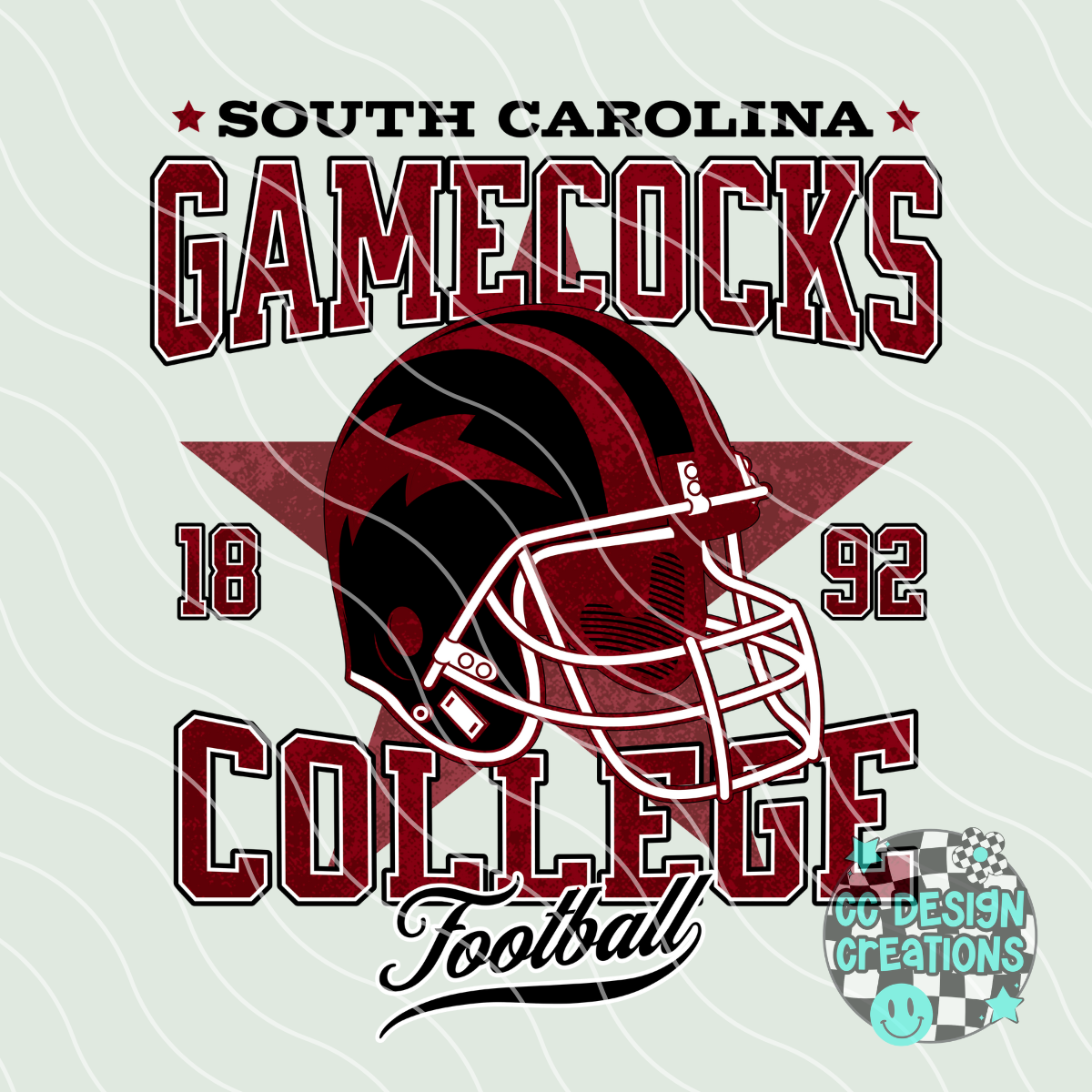 Retro All Star Gamecocks Football PNG Digital Download