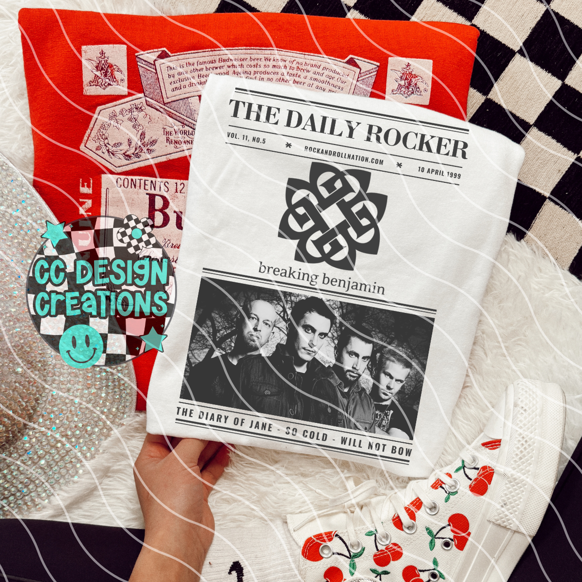 Rock N Roll Newspaper Breaking Ben jamin PNG Digital Download