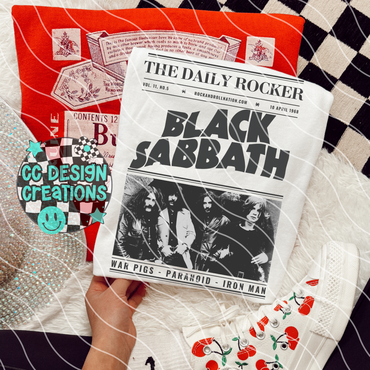 Rock N Roll Newspaper Black Sab bath PNG Digital Download