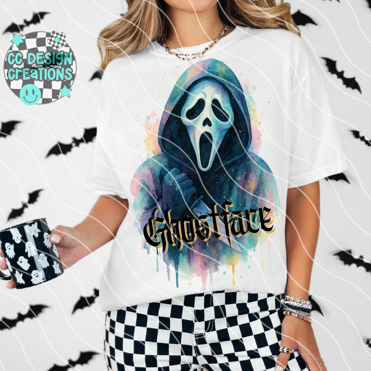 Ghostface Horror Watercolor PNG Digital Download