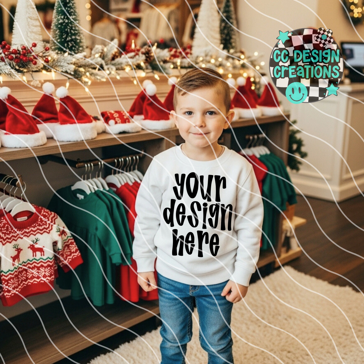 White Sweatshirt Mock Christmas Youth Boy 1