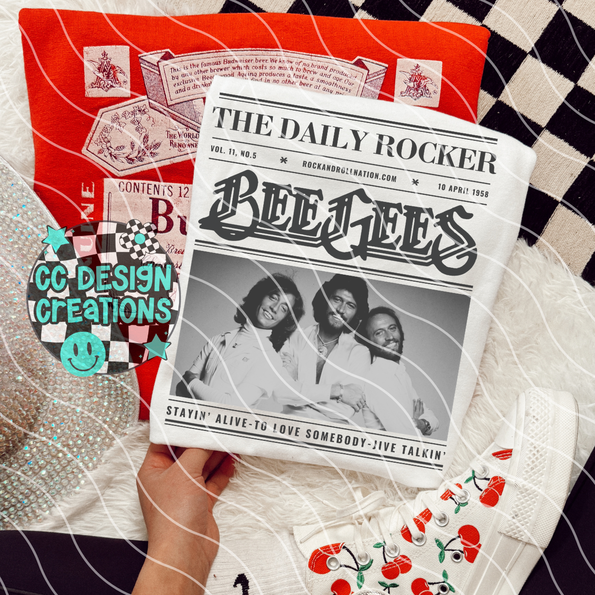 Rock N Roll Newspaper Bee Gees PNG Digital Download
