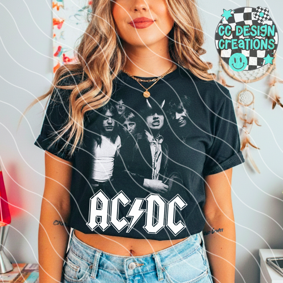 AC DC Halftone PNG Digital Download