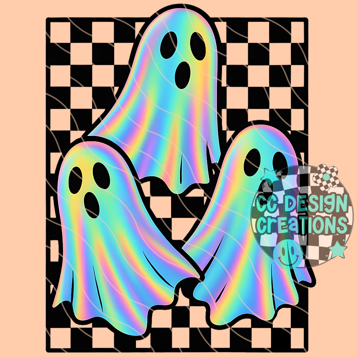 Iridescent Ghost Trio PNG Digital Download