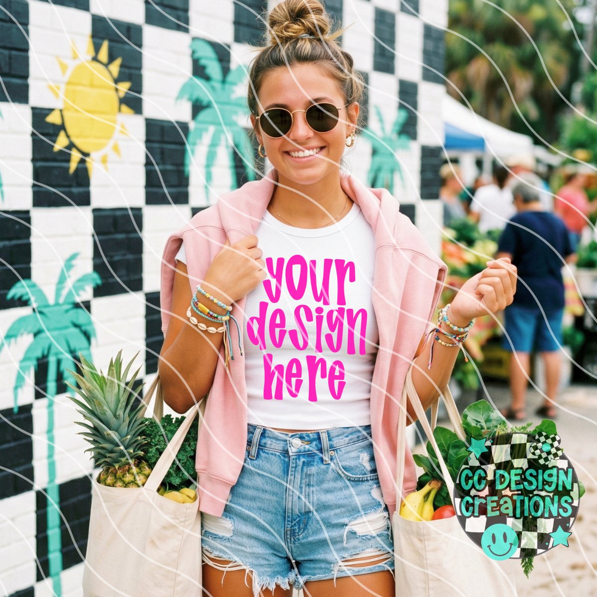 FARMERS MARKET WHITE TEE MOCK