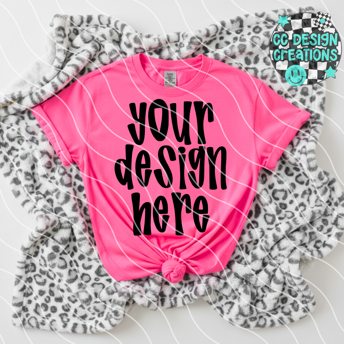 Neon Pink Tee Leopard MOCK