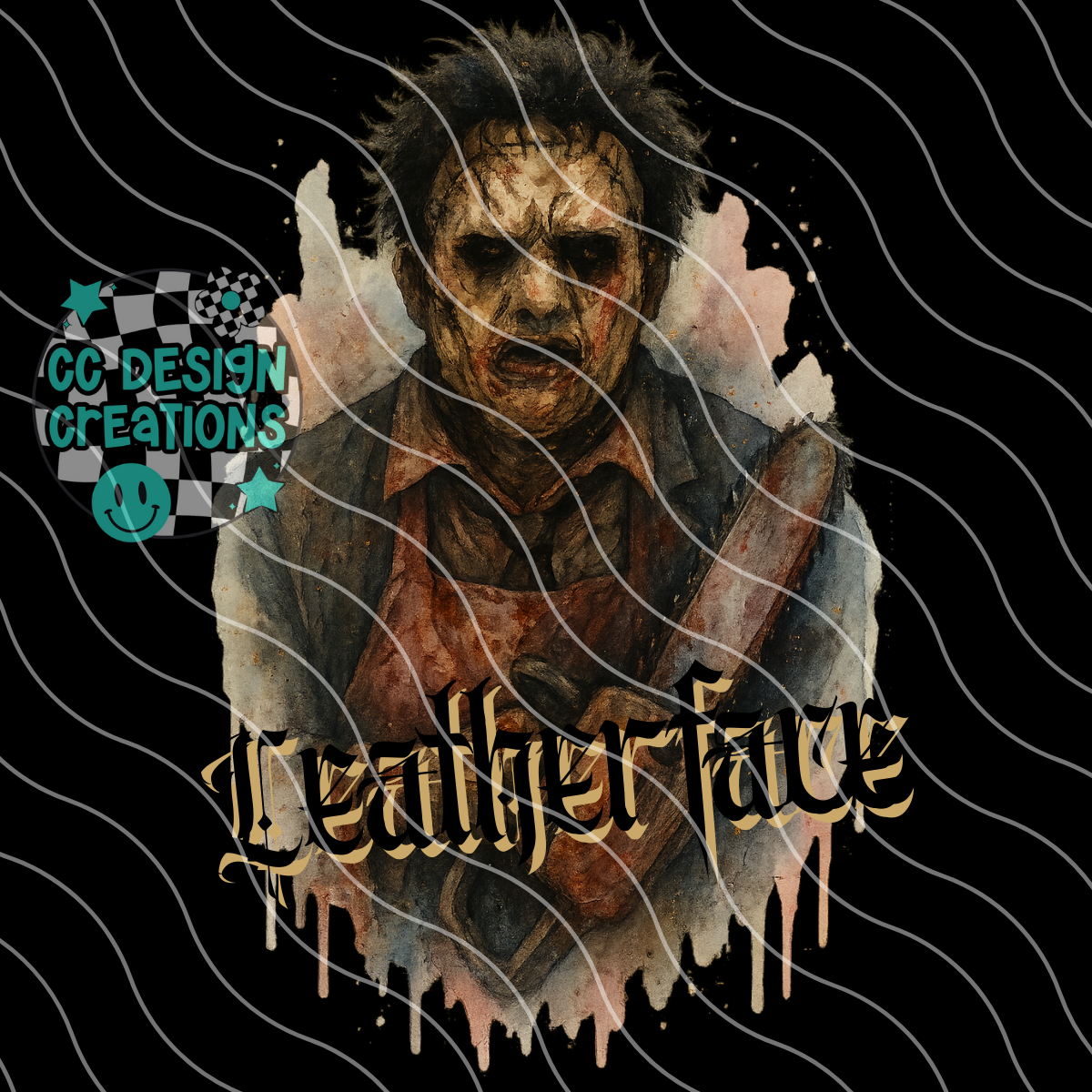 Leatherface Horror Watercolor PNG Digital Download