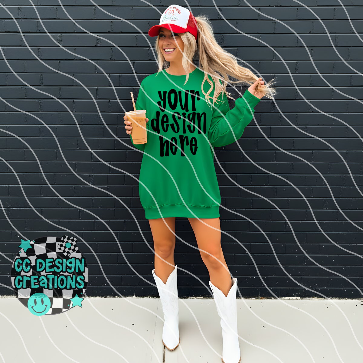 Green Sweatshirt Boots Mock