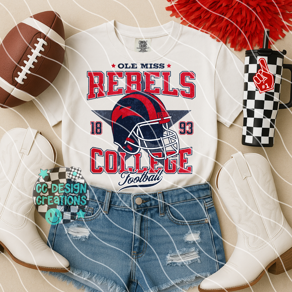 Retro All Star Rebels Football PNG Digital Download