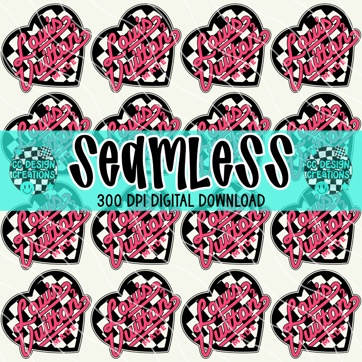 SEAMLESS Pink Black Louis PNG Digital Download
