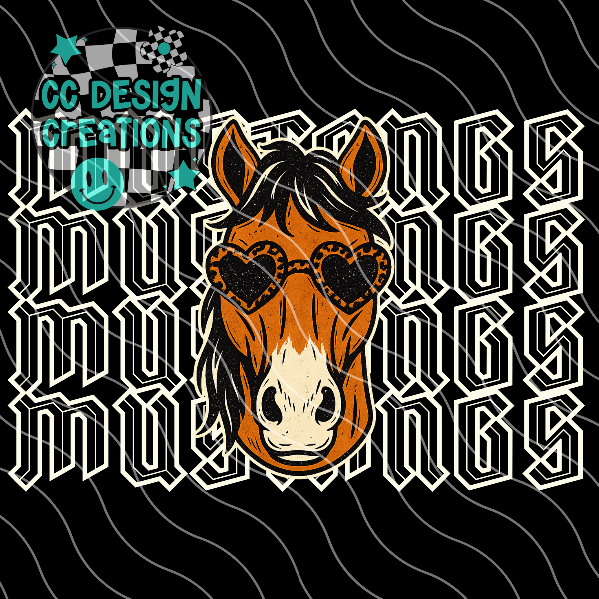 Mustangs Preppy Grunge Mascot PNG Digital Download
