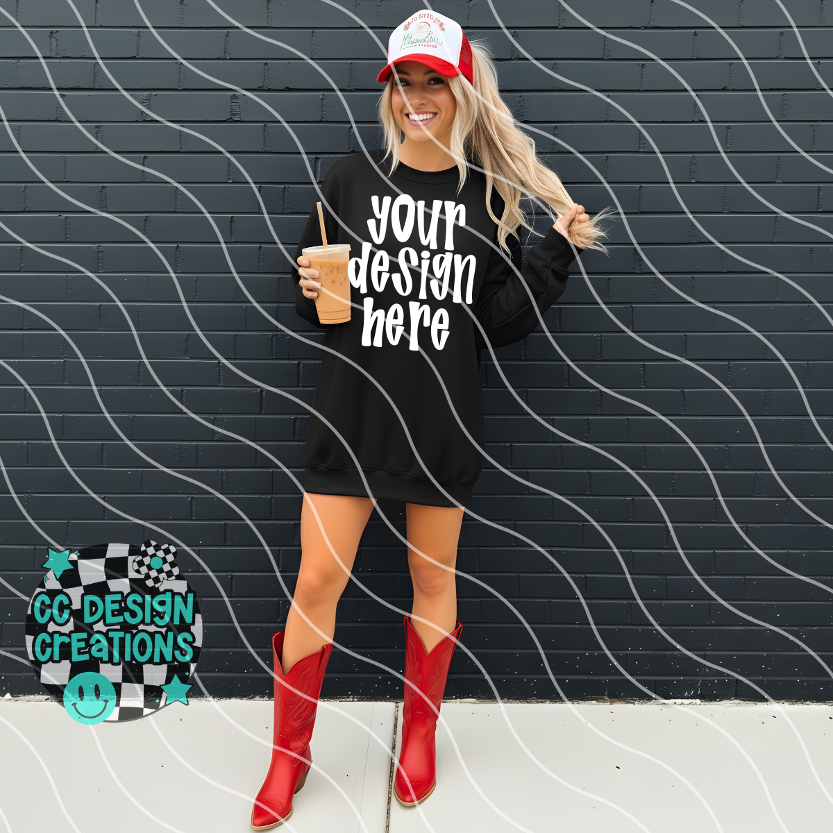 Black Sweatshirt Boots Mock