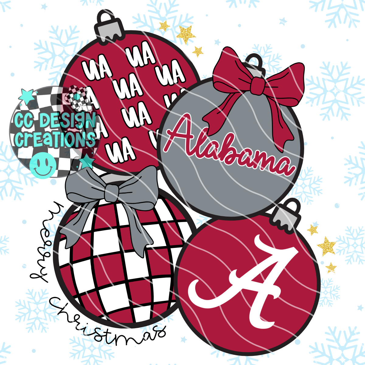 Alabama Retro Football Christmas PNG Digital Download