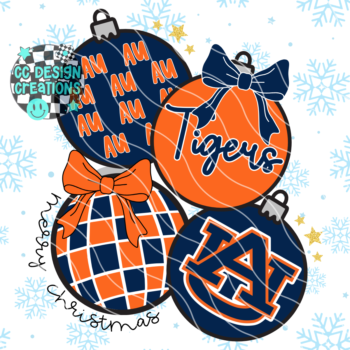 AU Tigers Retro Football Christmas PNG Digital Download