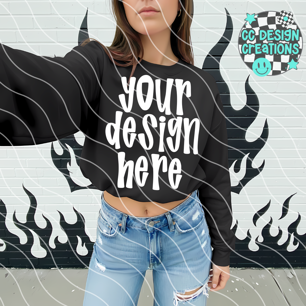 Black Sweatshirt Flames MOCK