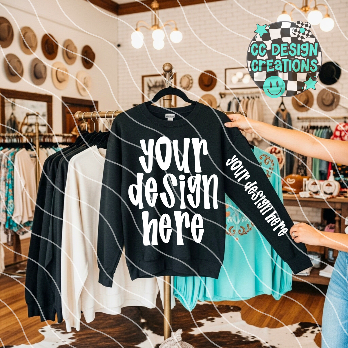 Black Sweatshirt Western Sleeve Mock
