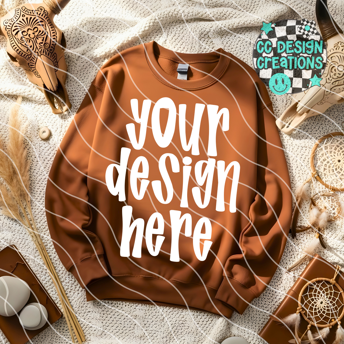 Brown Sweatshirt Boho Mock