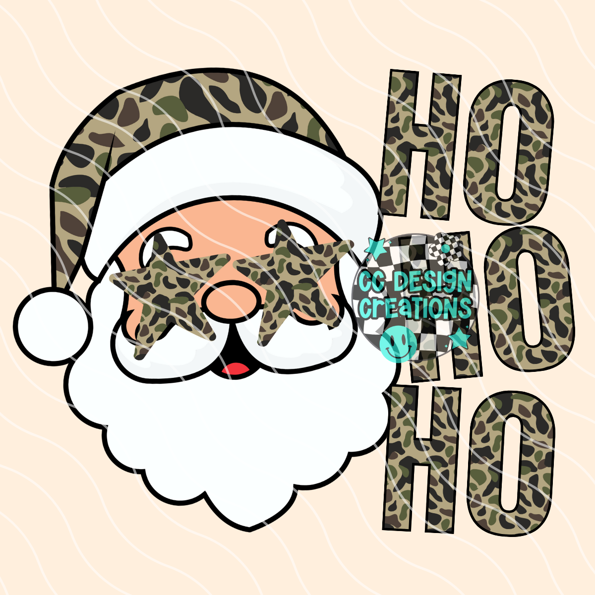 Camo Santa Ho Ho Ho PNG Digital Download