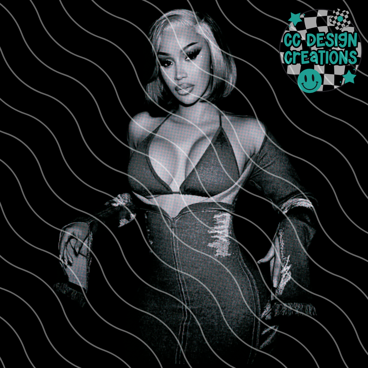 Cardi Halftone PNG Digital Download