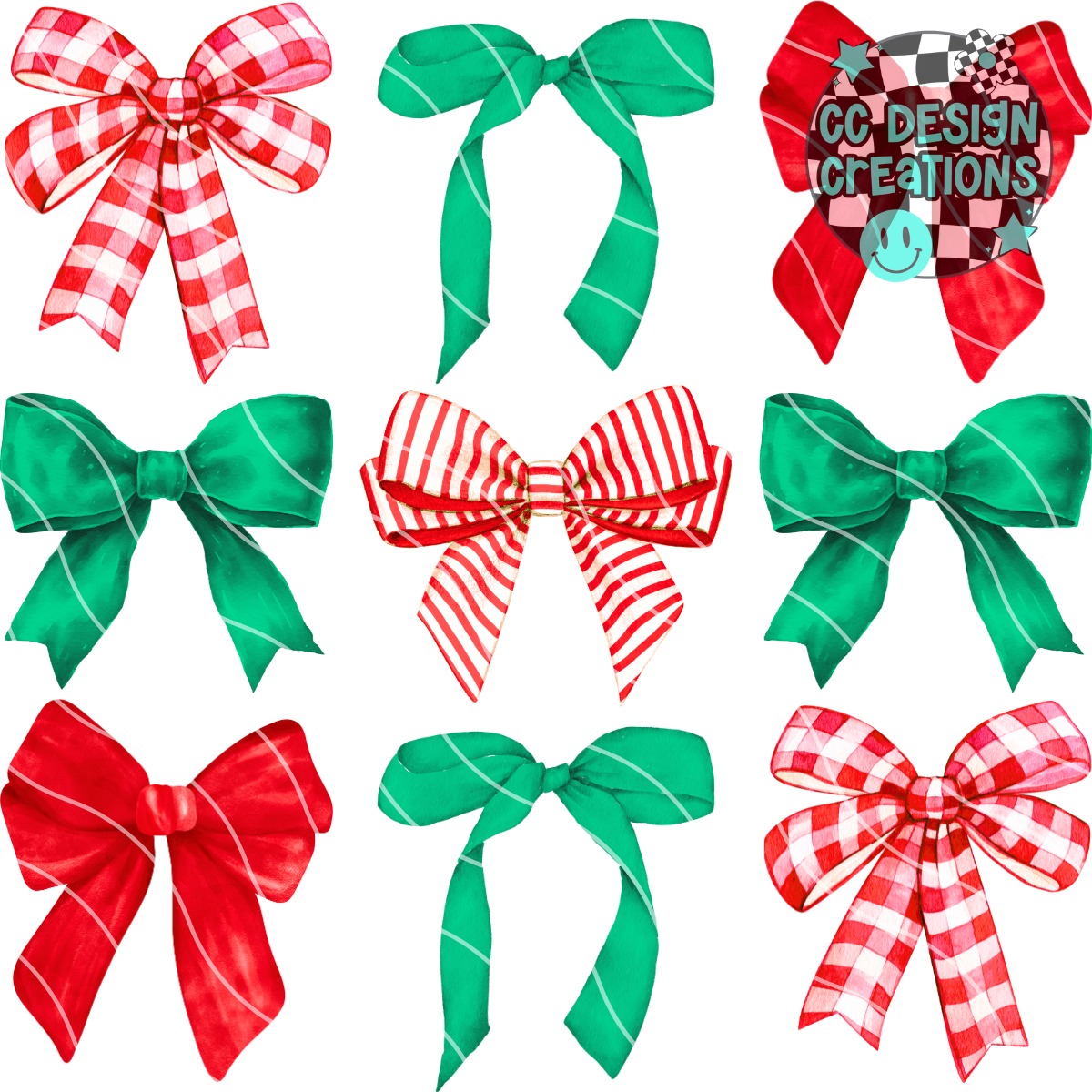 Christmas Coquette Bows PNG Digital Download