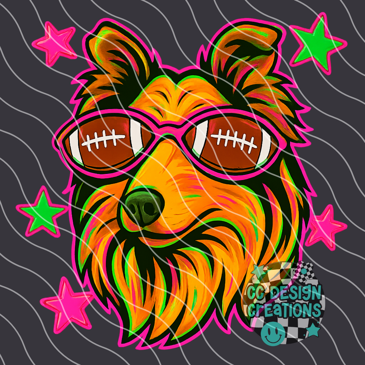 Collie Neon Mascot PNG Digital Download