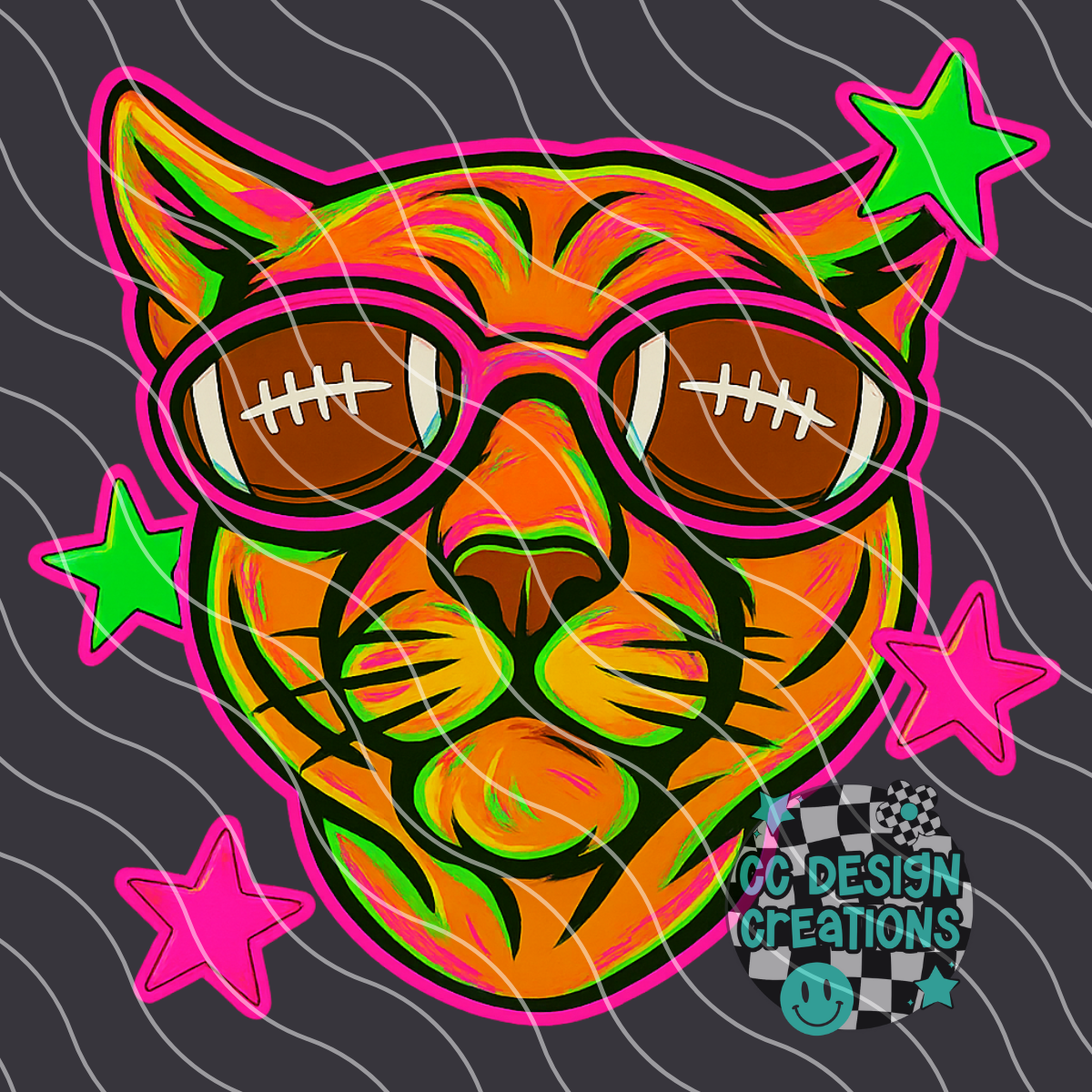 Cougar Neon Mascot PNG Digital Download