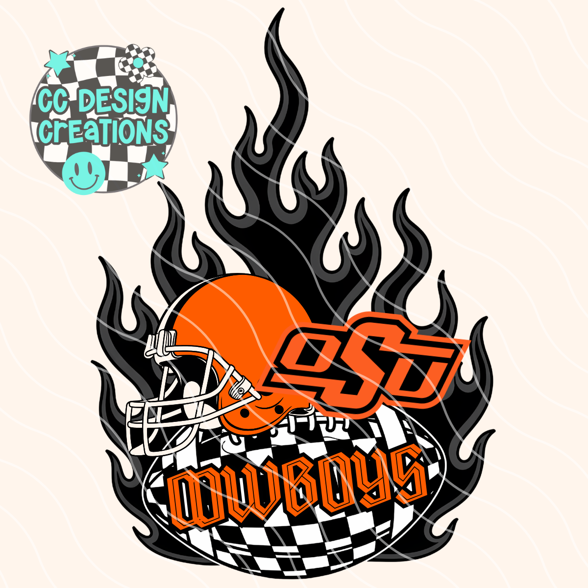 Cowboys Flaming Alt Football PNG Digital Download