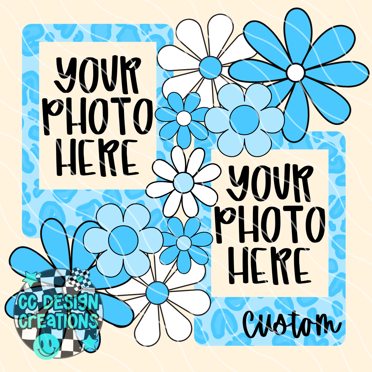 CUSTOM Mother's Day Photos Blue PNG Digital Download