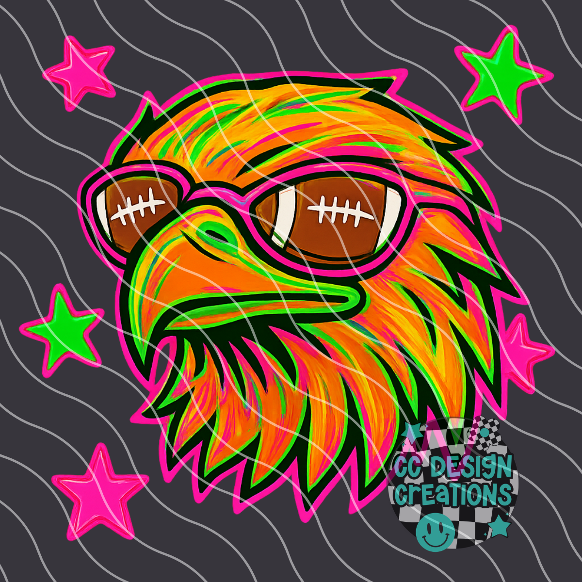 Eagle Neon Mascot PNG Digital Download