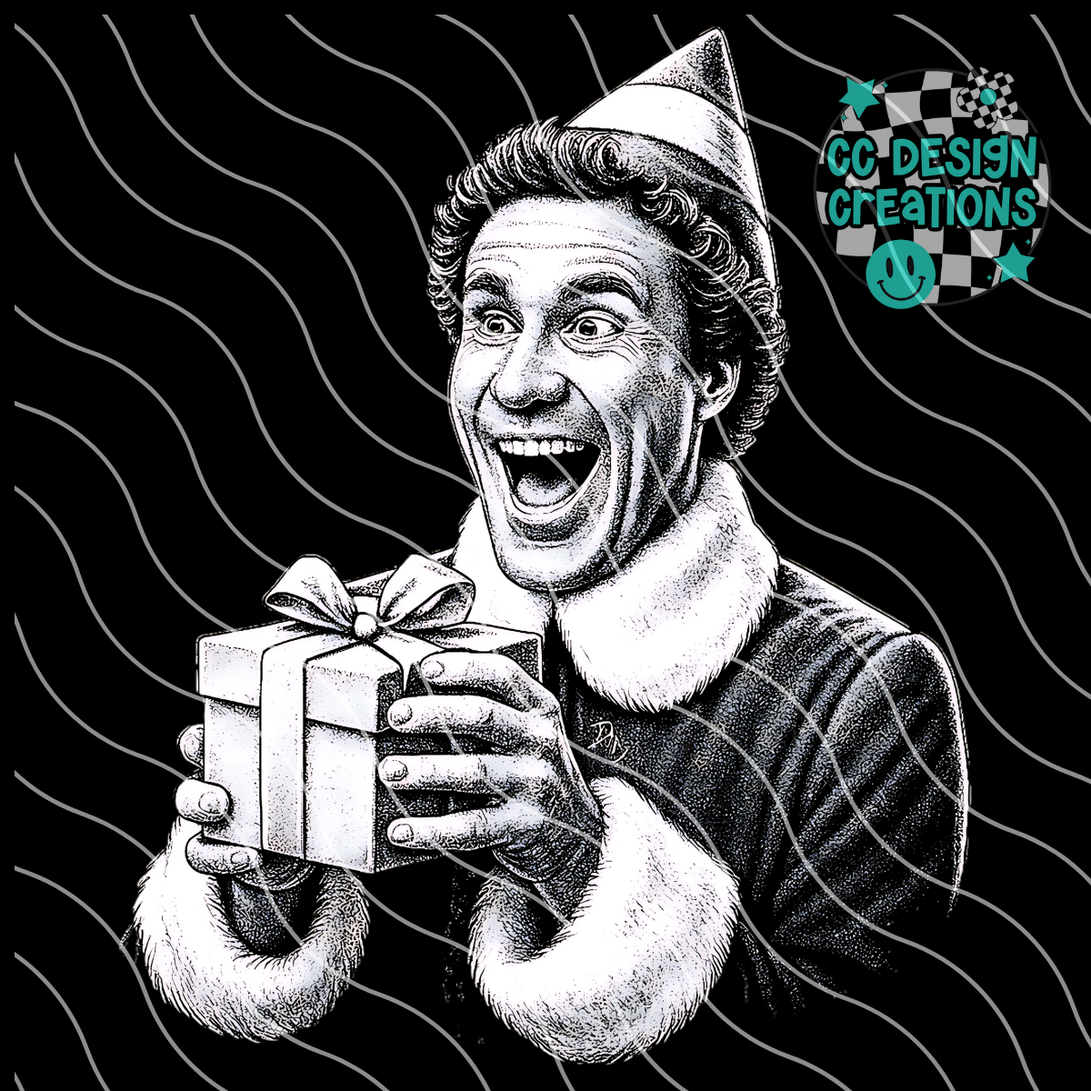 Buddy Elf Sketch PNG Digital Download (Dark Clothing Only)