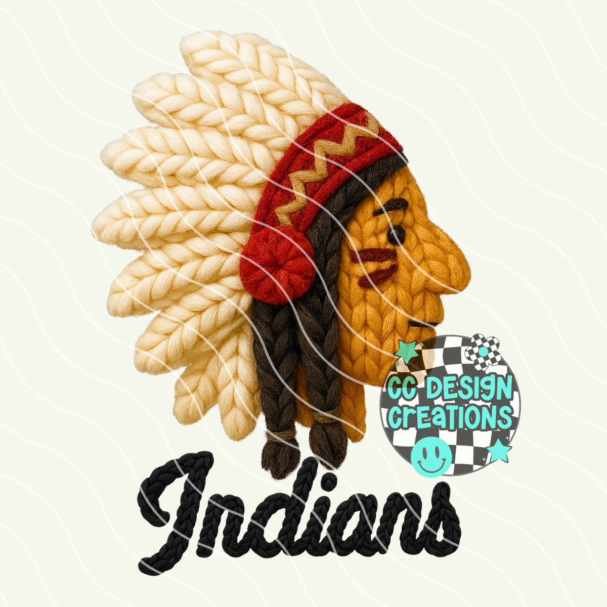 FAUX YARN Indians Mascot PNG Digital Download