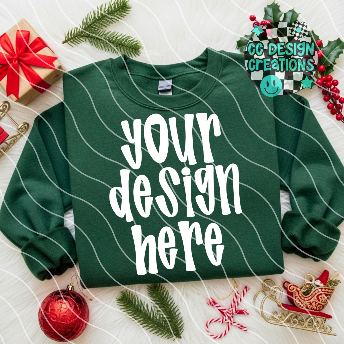 Green Sweatshirt Flatlay Christmas Mock