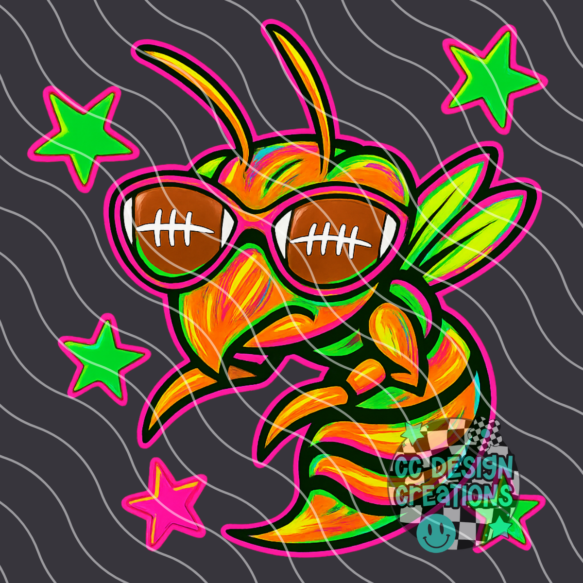 Hornet Neon Mascot PNG Digital Download