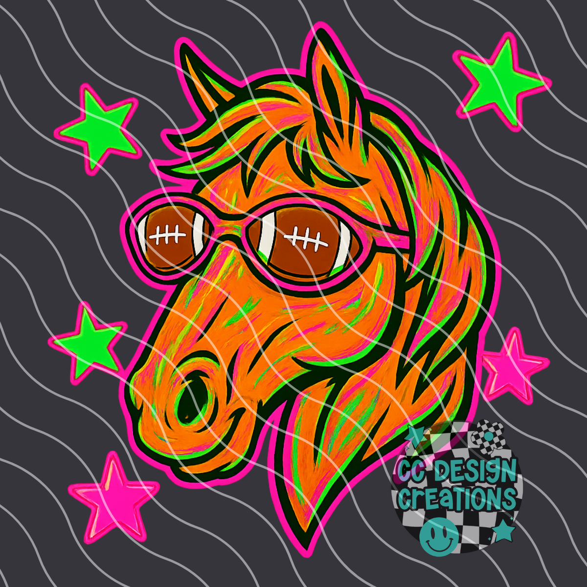 Horse Neon Mascot PNG Digital Download