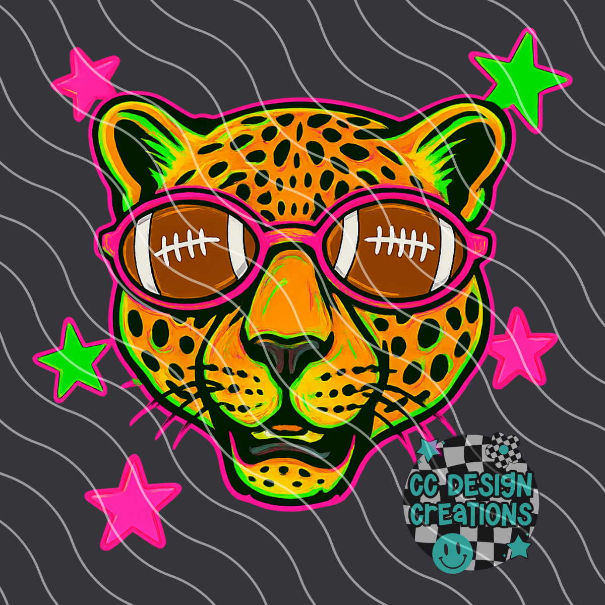 Leopard Neon Mascot PNG Digital Download