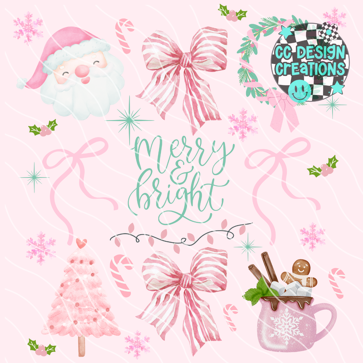Merry & Bright Coquette PNG Digital Download