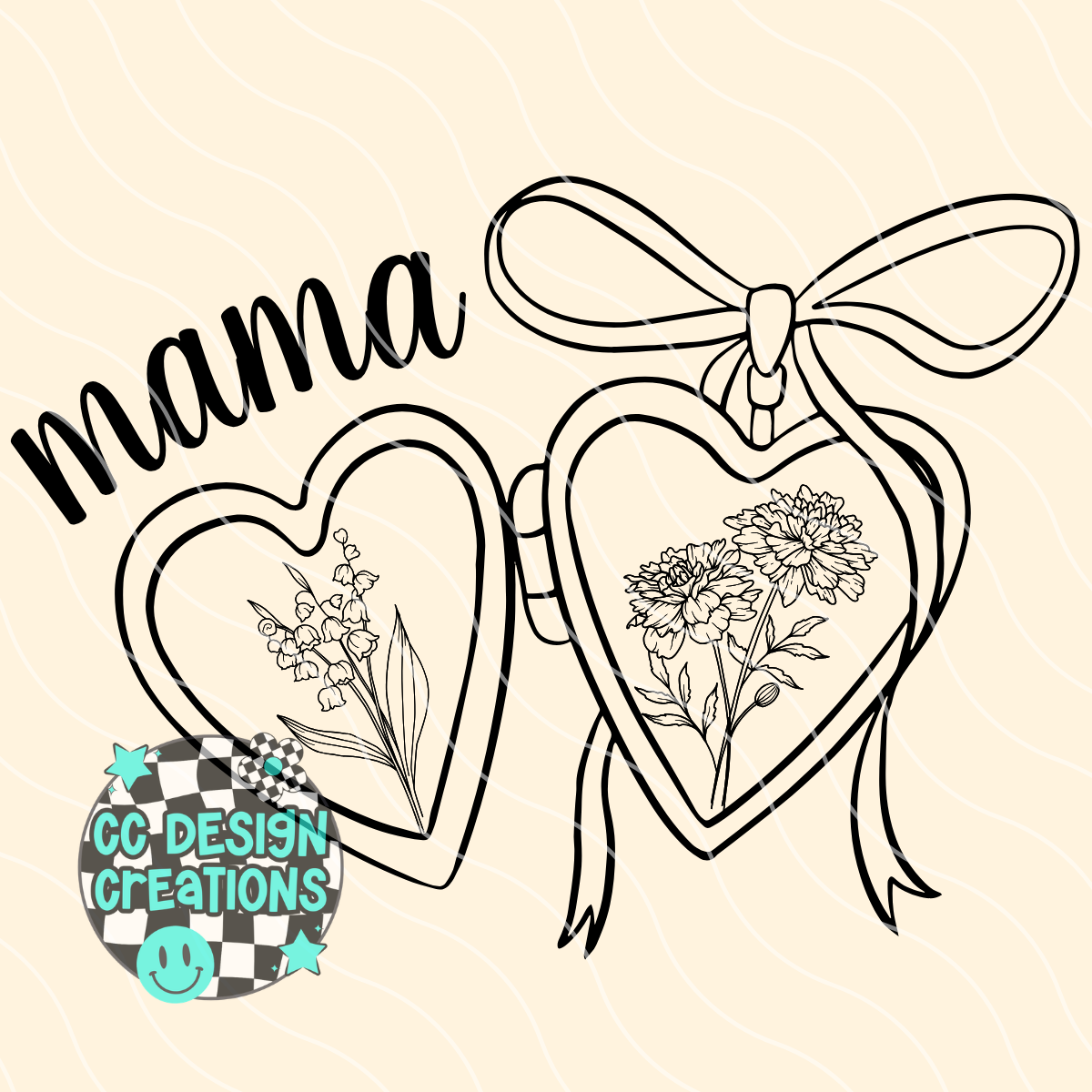 CUSTOM Mother's Day Birth Flower Locket PNG Digital Download