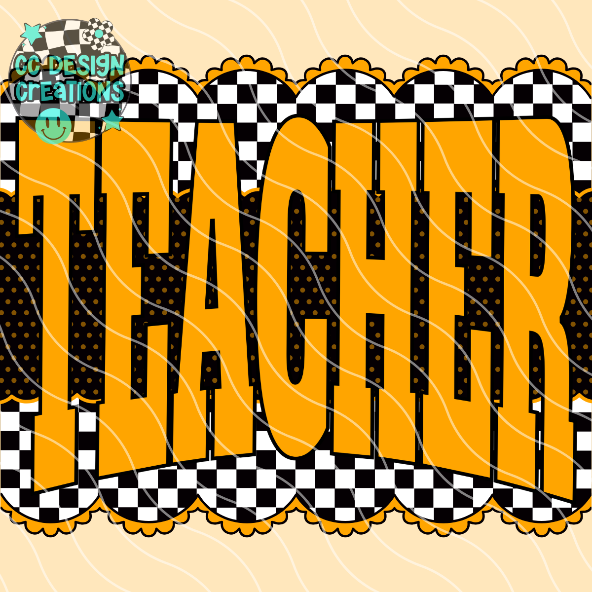 Neon Orange Teacher PNG Digital Download