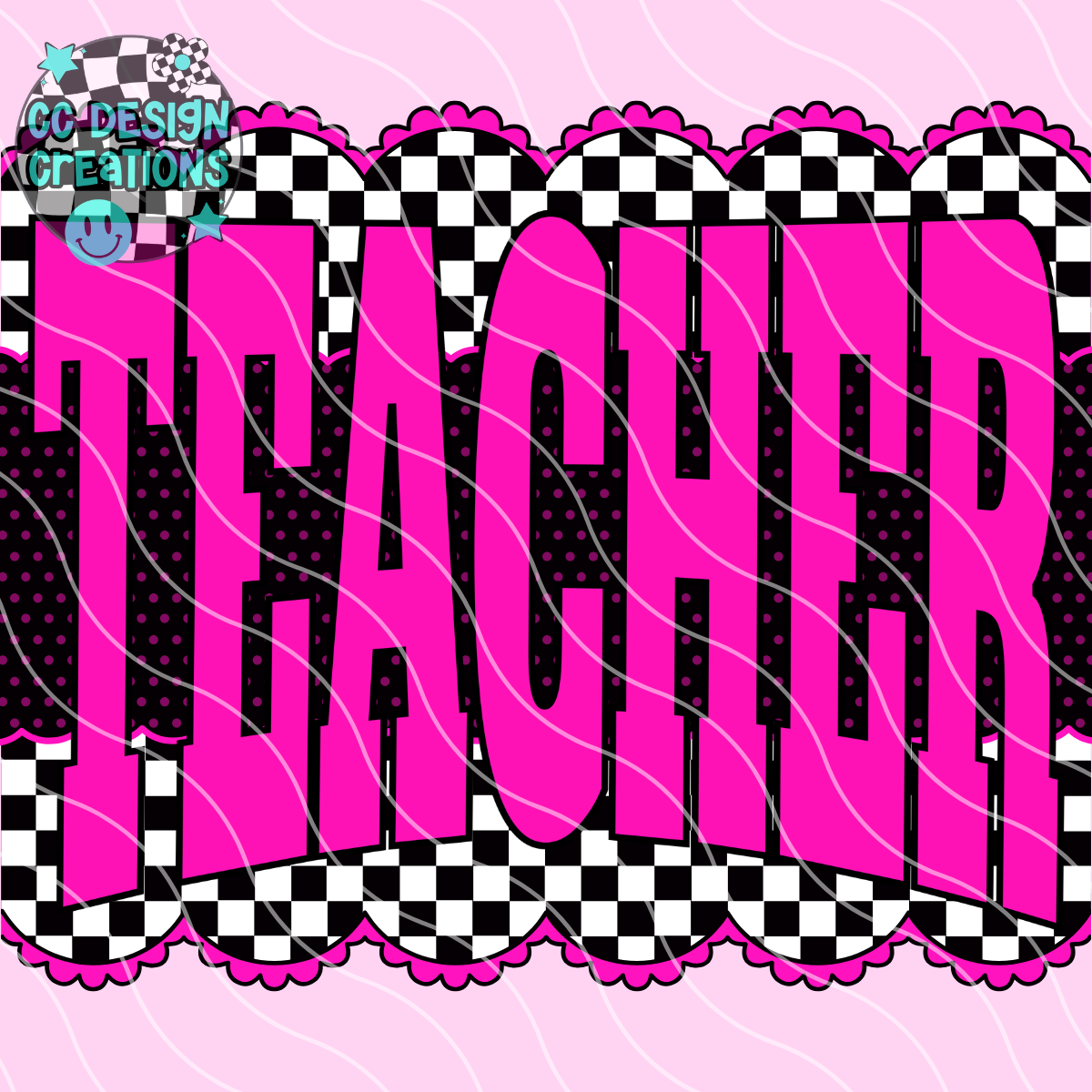 Neon Pink Teacher PNG Digital Download