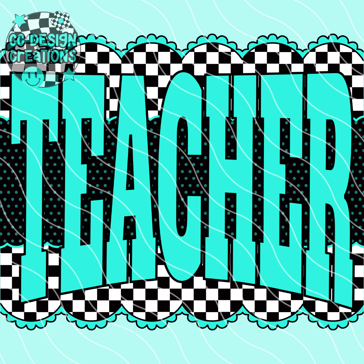 Neon Teal Teacher PNG Digital Download
