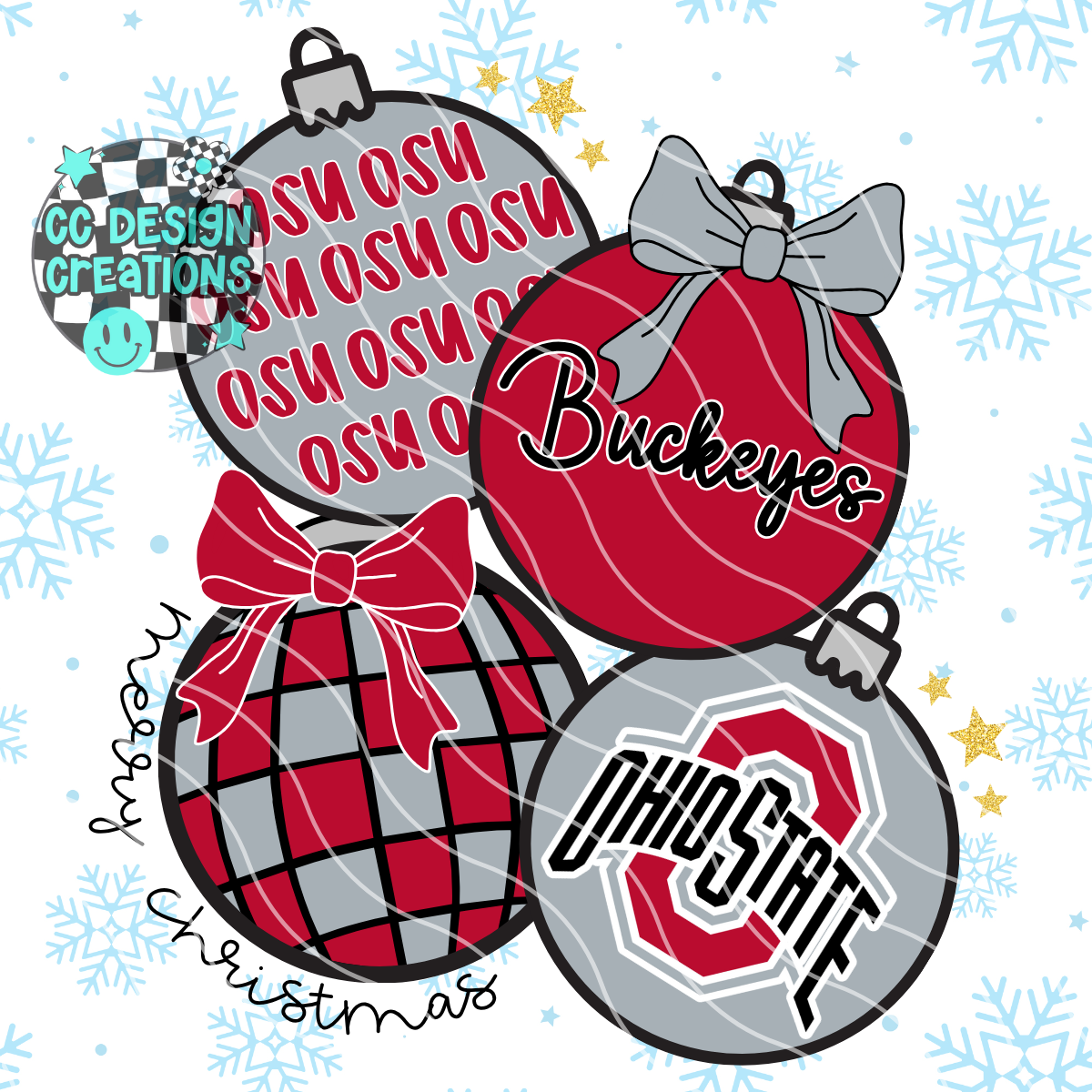 Buckeyes Retro Football Christmas PNG Digital Download
